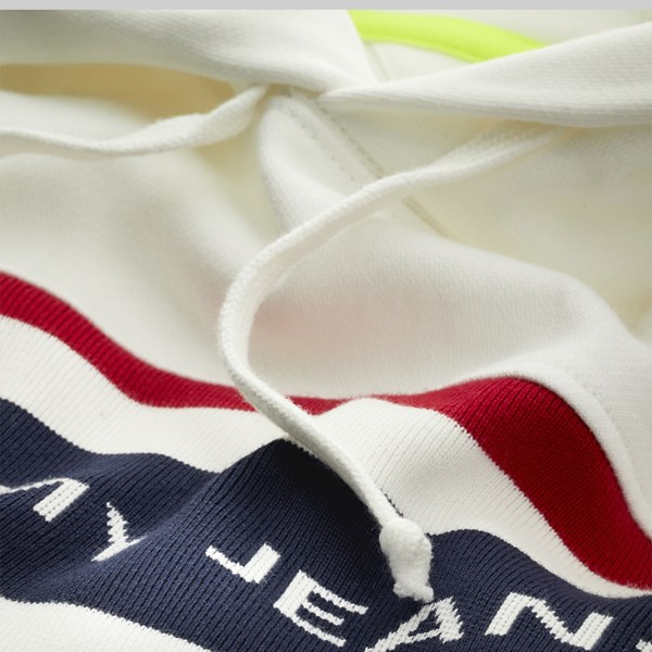 TOMMY JEANS FLEECE HOODIE CLASSIC WHITE 